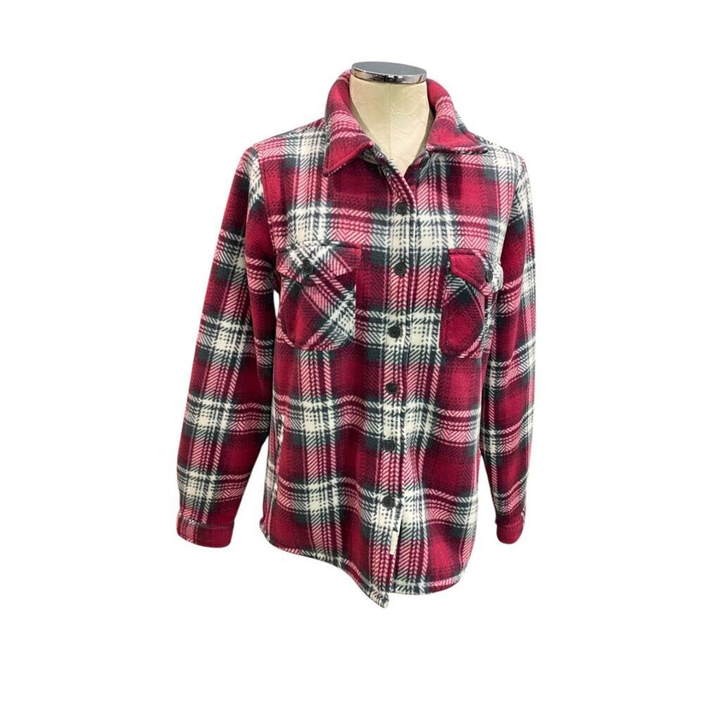 Size Medium Soho Threads Womens Sherpa Lined Fleece Shacket Red Plaid